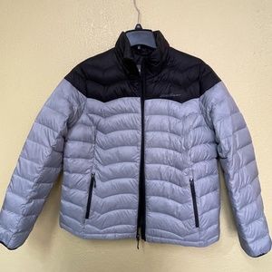 Eddie Bauer Women's Two Tone 650 Fill Down Jacket Blue Black XL